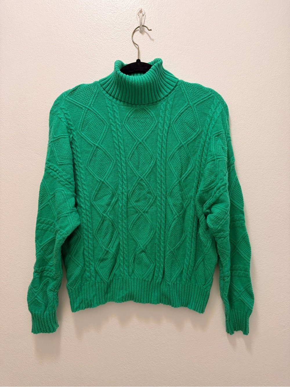Truth by Republic Green Cable Knit Turtleneck Sweater Size L/6